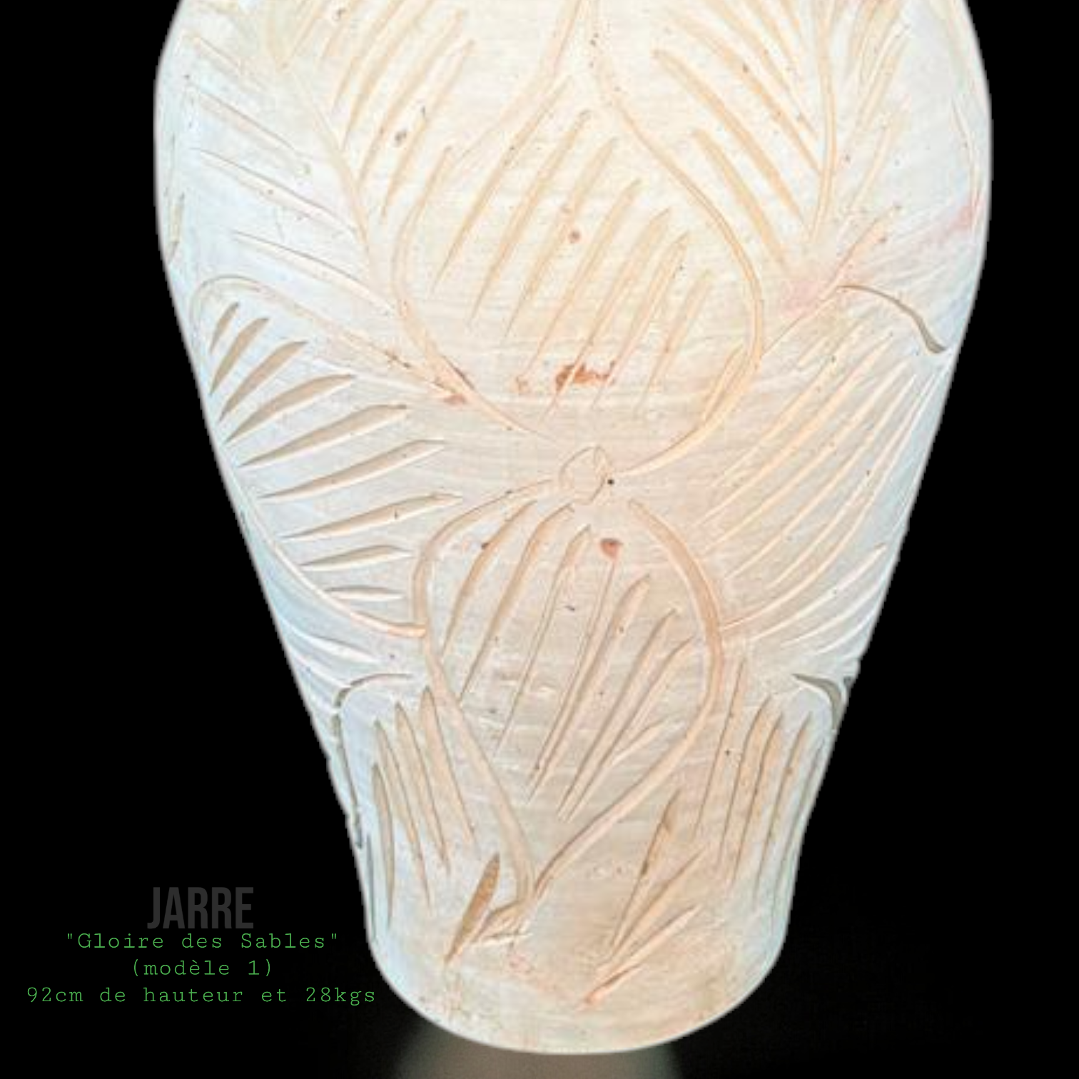 Jarre décorative haut de gamme Gloire des Sables avec support en fer forgé (modèle 1)