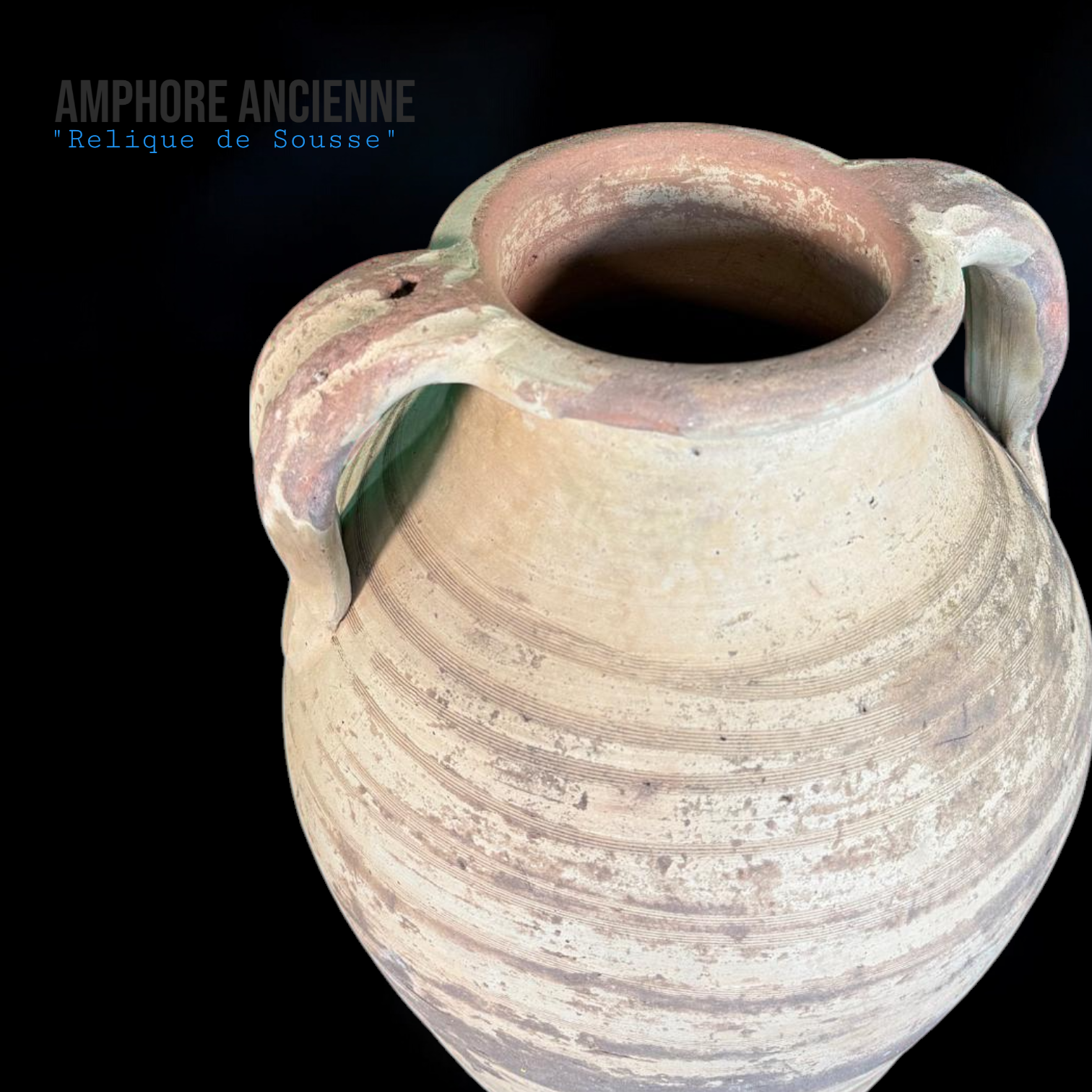 Amphore décorative haut de gamme Relique de Sousse avec support en fer forgé
