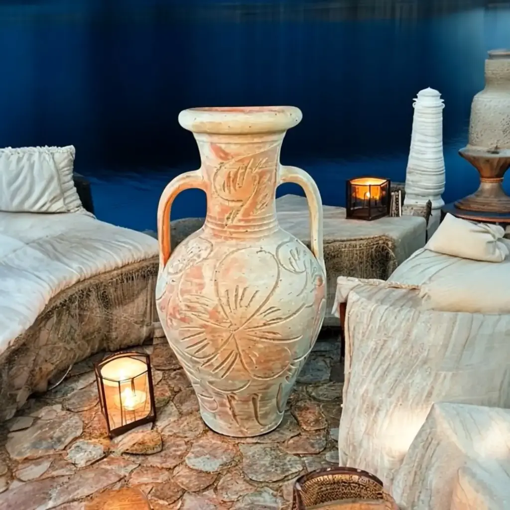 Jarre décorative artisanale en terre cuite "Souveraine d'Orient"
