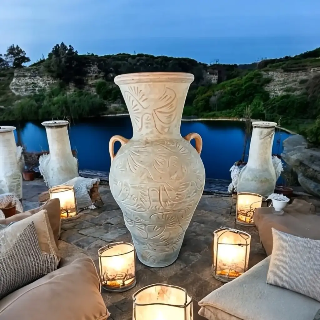 Monumental decorative terracotta jar "Legend of Carthage"