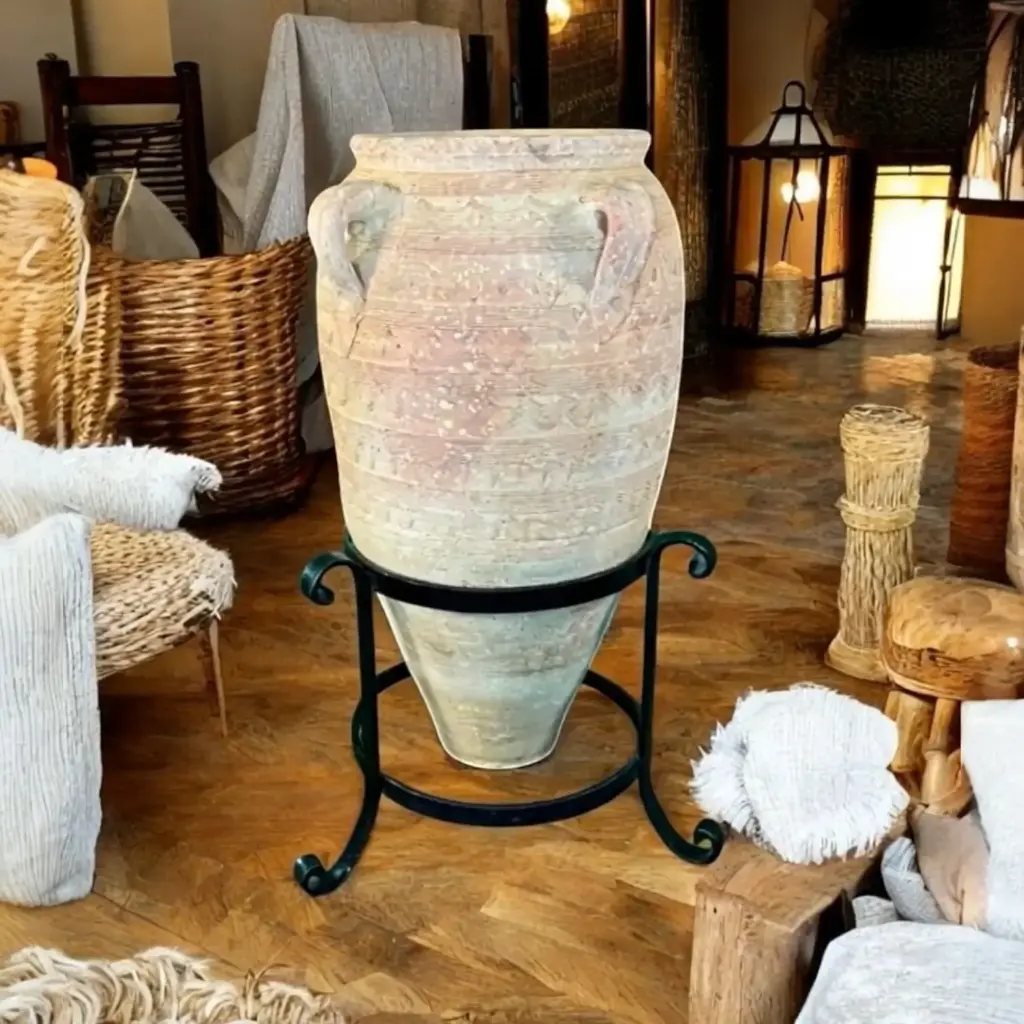 Decorative amphora in handcrafted terracotta "Heritage of the Levant"