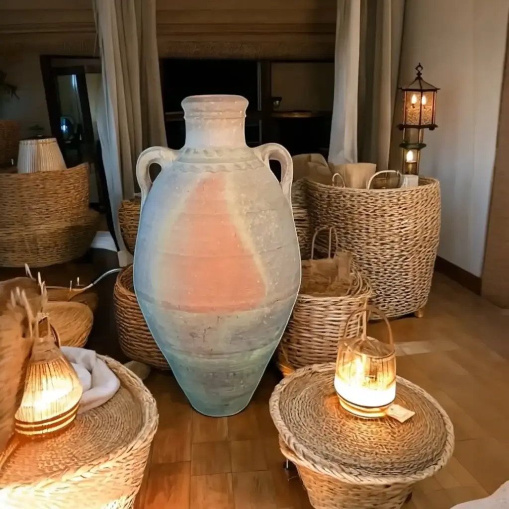 Decorative amphora in handcrafted terracotta "Mediterranean Dawn"